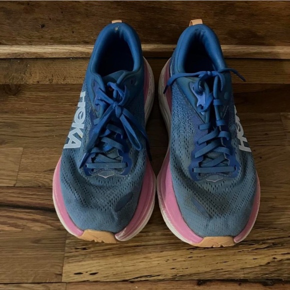 Hoka One One Bondi 8 Womens
9B Blue & Pink Running Shoes Sneaker - Picture 3 of 7